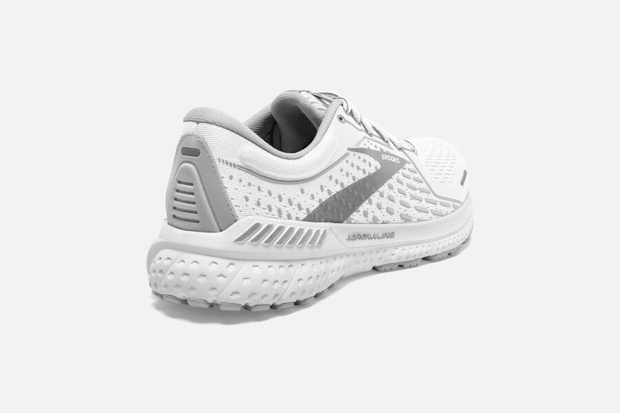 Adrenaline GTS 21 Road Brooks Running Shoes NZ Womens - White/Grey - CXNVHL-679